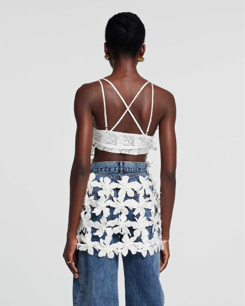 Innovare Denim Kira Hollow Lace Up Top by Innovare Denim - Pickle