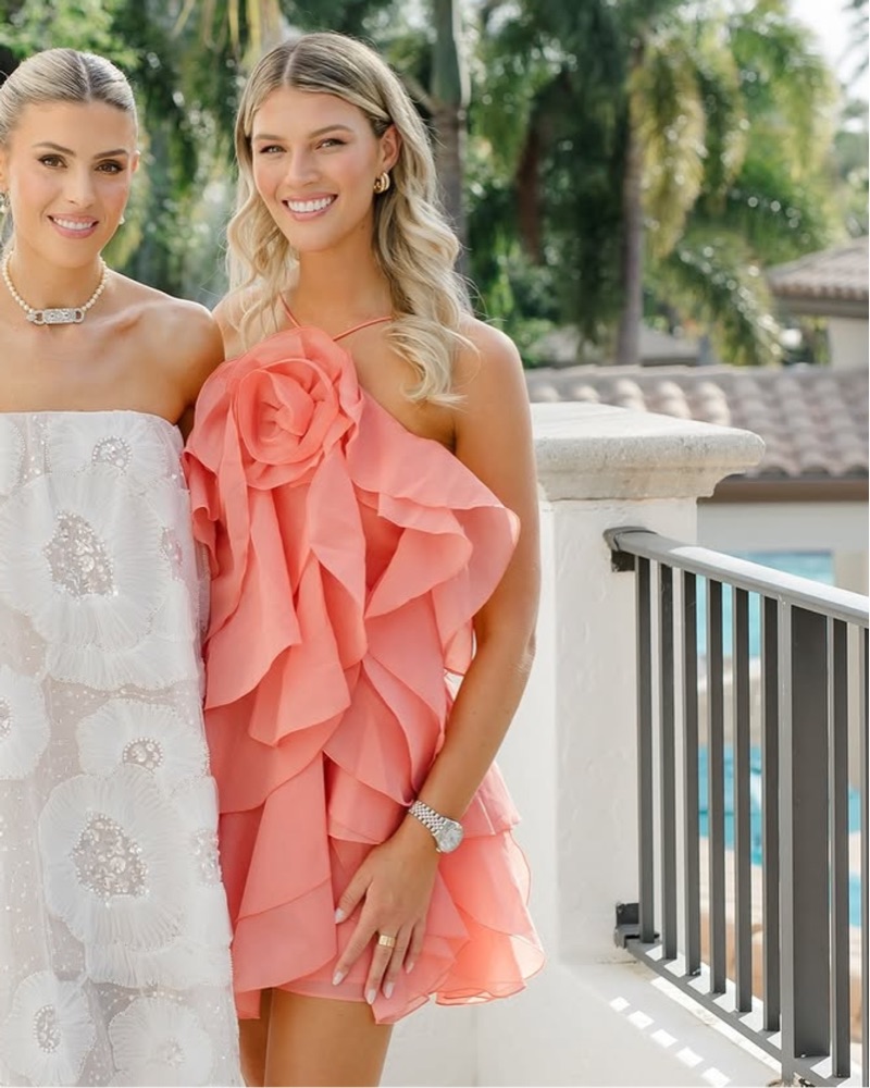 ruffled floral mini dress Off-the-Shoulder Cute Pink Floral Mini Summer Dress Blush Bloom / Small