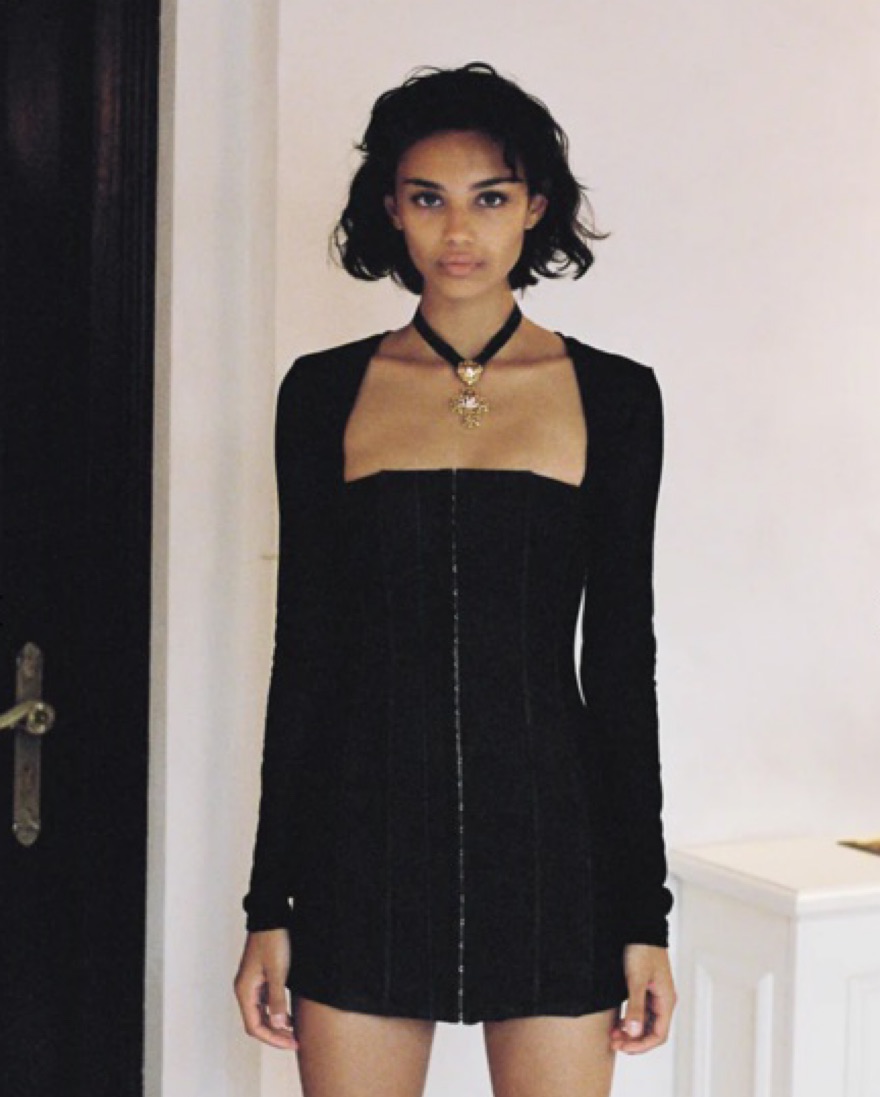 black long sleeve chiffon dress Sherri Hill 3D Floral Satin Corset Homecoming Dress 56760 main image 1