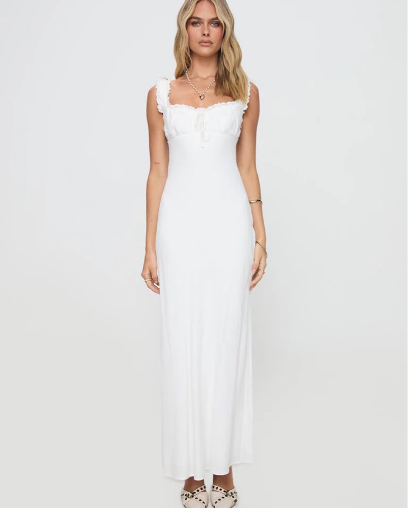 princess polly long white dress Koko Maxi Dress White