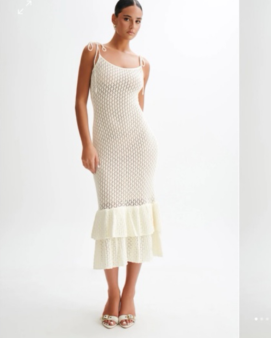 meshki white knit dress Meshki - Billy Balloon Sleeve Knit Mini Dress - Ivory