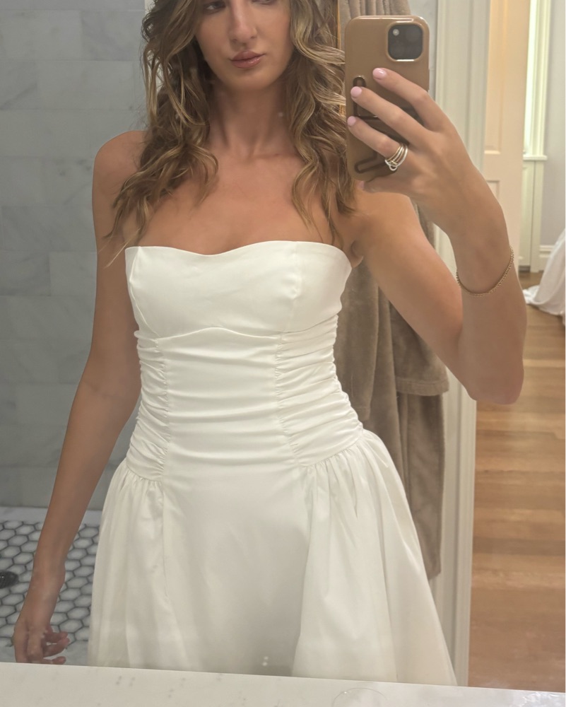 house of cb giorgiana dress ivory House Of CB Giorgiana Satin Draped Ruched Dress Ivory Cream 6 Extra Small  XS