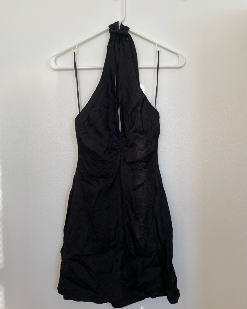 Zara Black Satin Halter Neck Dress by ZARA - Pickle