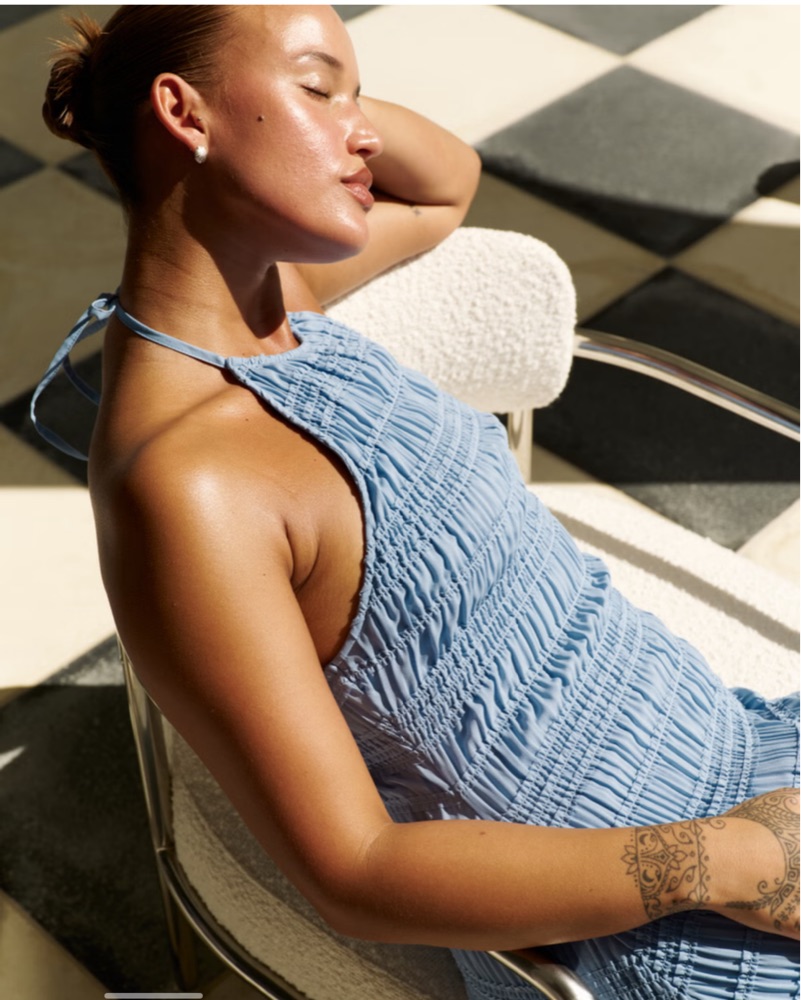 Abercrombie Halter Ruched Maxi Dress by Abercrombie and Fitch - Pickle