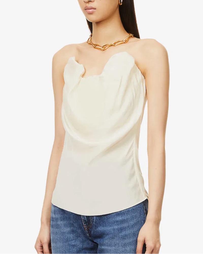 TOTEME Moulage Corset Silk Top by Toteme - Pickle