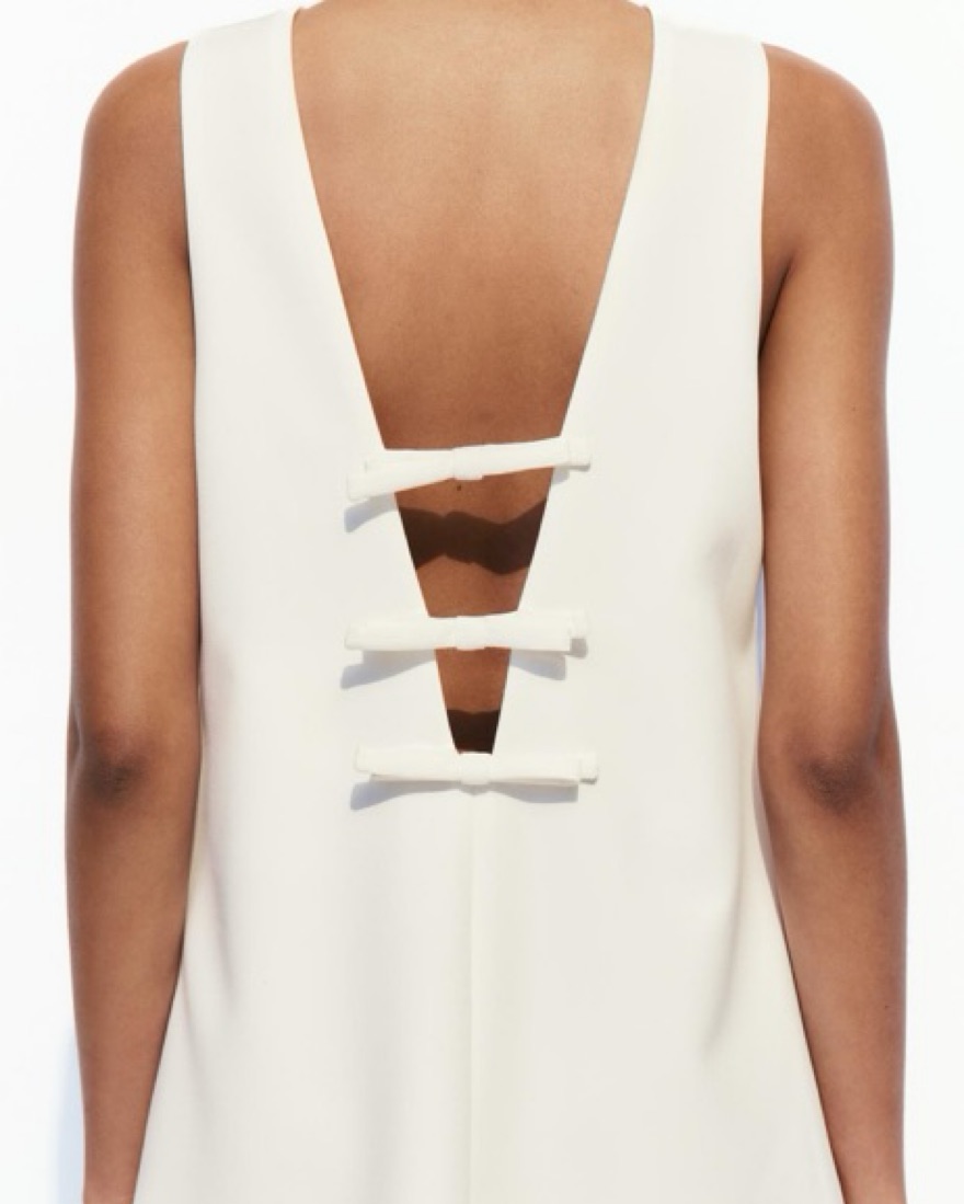 トップス atsumiishihara ZARA SS24 KNIT MINI DRESS WITH RHINESTONE BEADS Pearl S M L