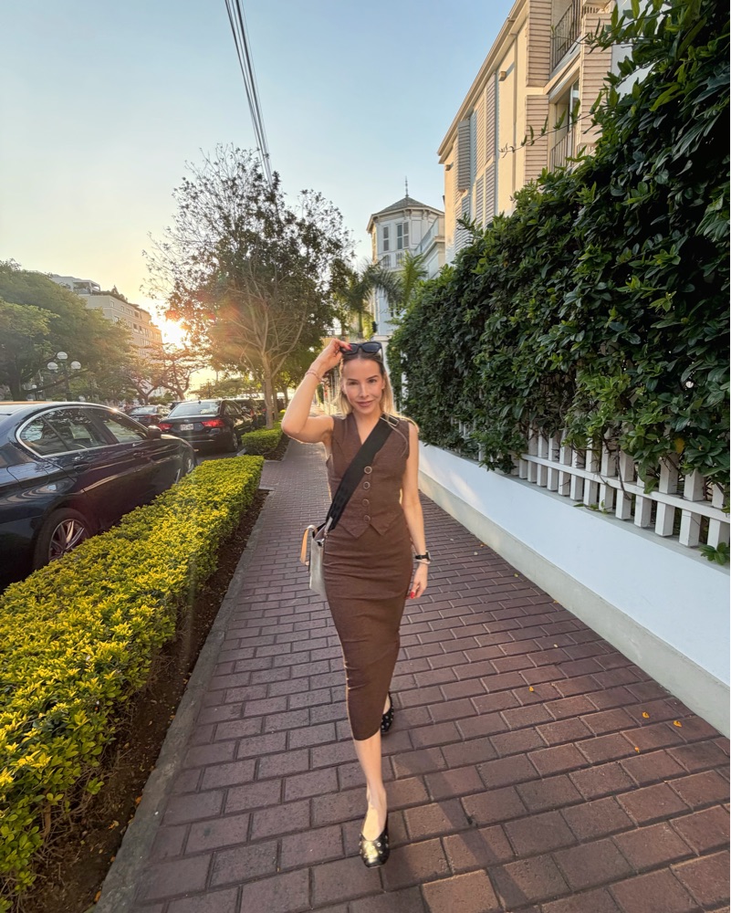brown button midi dress Brown Cotton Blend Midi Shirt Dress with A-Line Tailored Fit 3701 Brown / XS