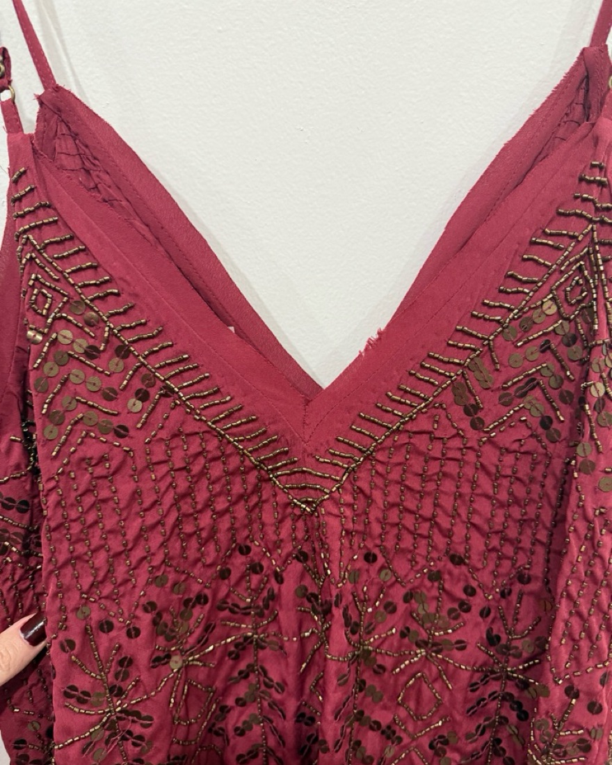 Free People Red Beaded Mini Dress by Free People - Pickle