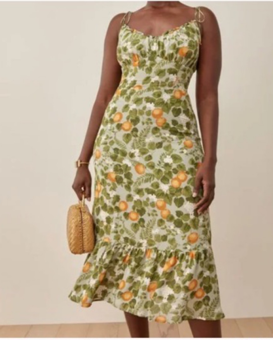 reformation embry dress in orange grove Reformation Embry Dress - Laurel