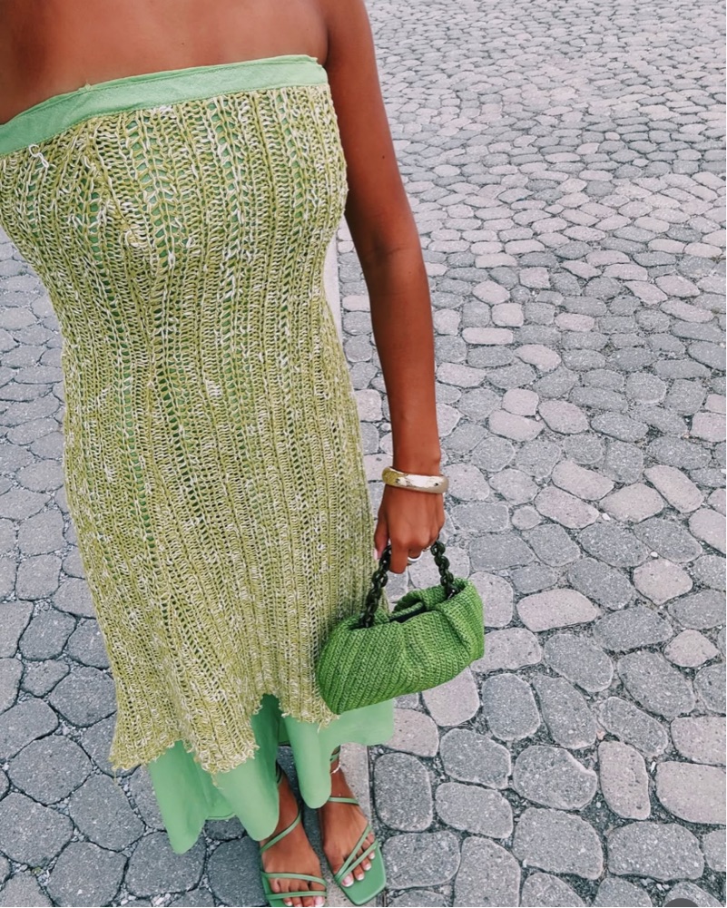 slim fit dress slacks Green Ribbed Midi Dress main image 1