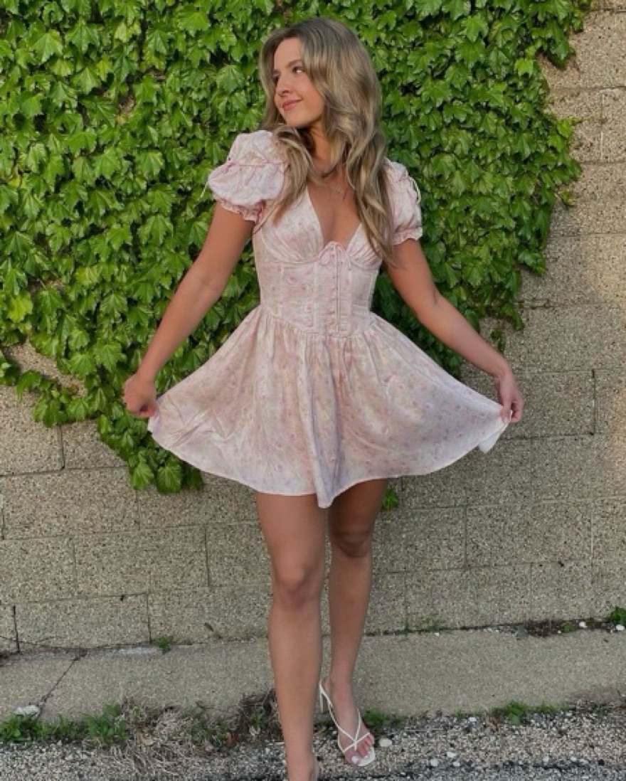 Paulina Puff Sleeve Mini Dress by For Love & Lemons - Pickle