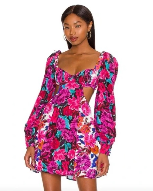 LEVAR ♥ Flower-jacqaurd Mini Dress /追跡付 Zimmermann Lovestruck V-Neck Mini Dress in Mixed Roses | FWRD
