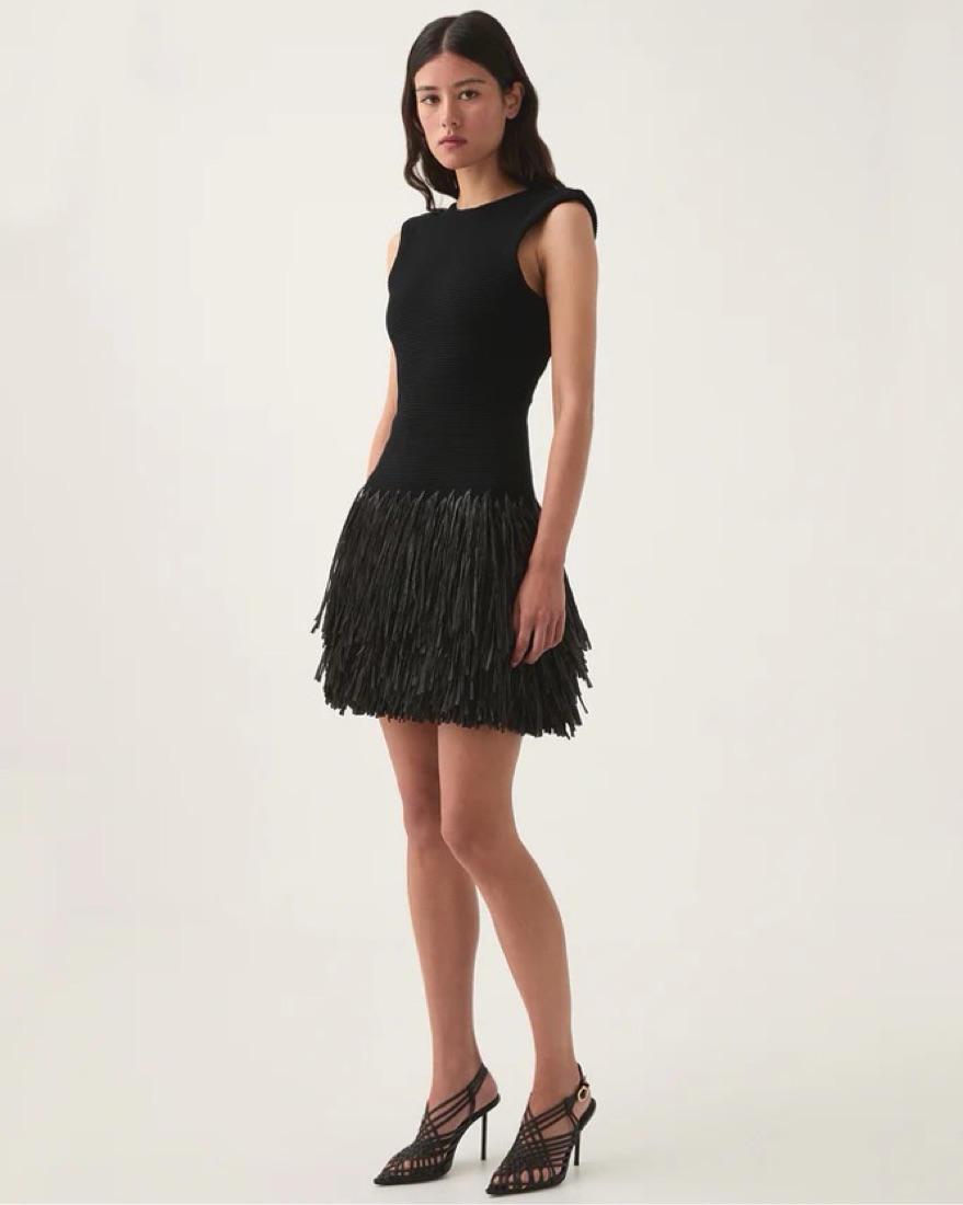 AJE RUSHES RAFFIA MINI DRESS BLACK S by Aje - Pickle