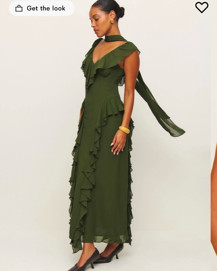 Reformation Silvana Dress In Fern Green by Reformation - Pickle