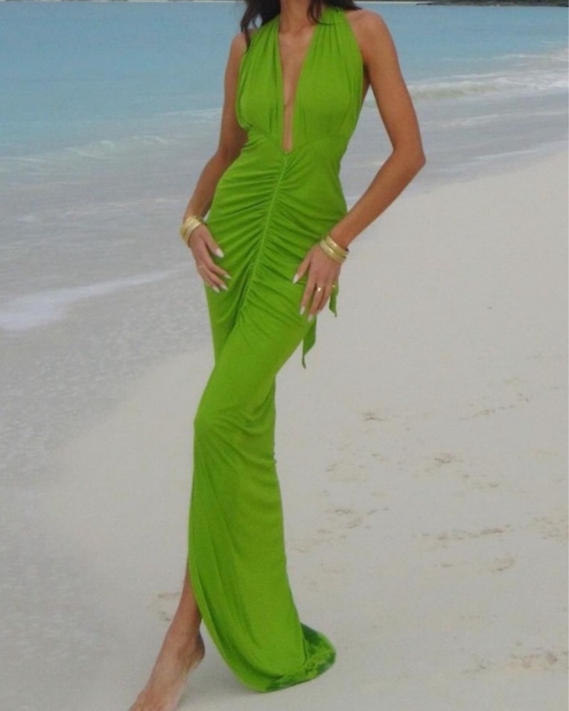 barey collection green dress AW.Bridal A-line Sweetheart Neckline Floor Length Sleeveless Strapless Chiffon Pleat Ruffles Tiered Long Bridesmaid Dresses Dress Green Olive Size 8