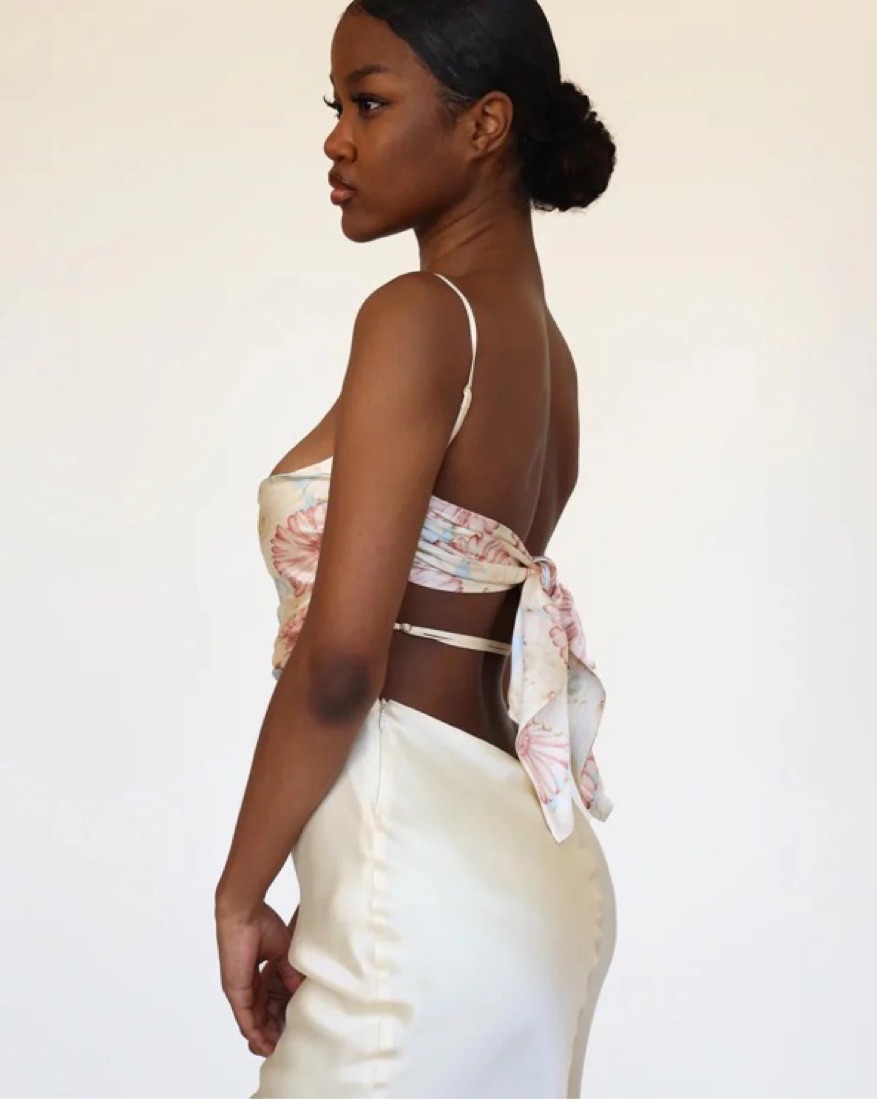mirror palais backless silk dress Plunging Back Cowl Dress in Butter M (MADE-TO-ORDER) main image 1