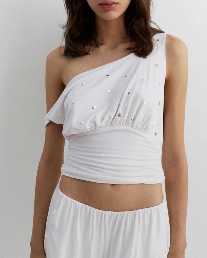 Gimaguas White Studded Mira Top by Gimaguas - Pickle