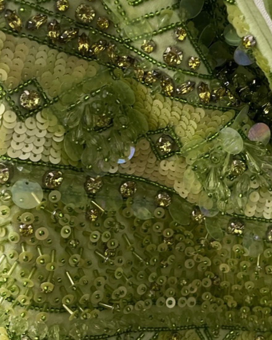 650$ DES PHEMMES Green Sequin Skirt by Des Phemmes - Pickle