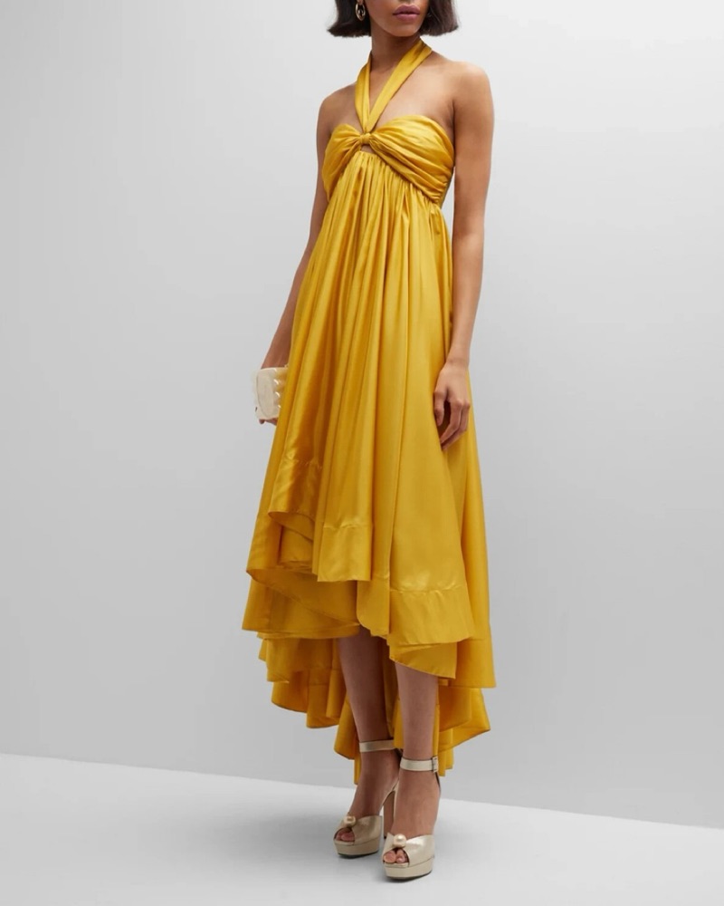 Zimmermann Yellow Silk Halter Maxi Dress by Zimmermann - Pickle