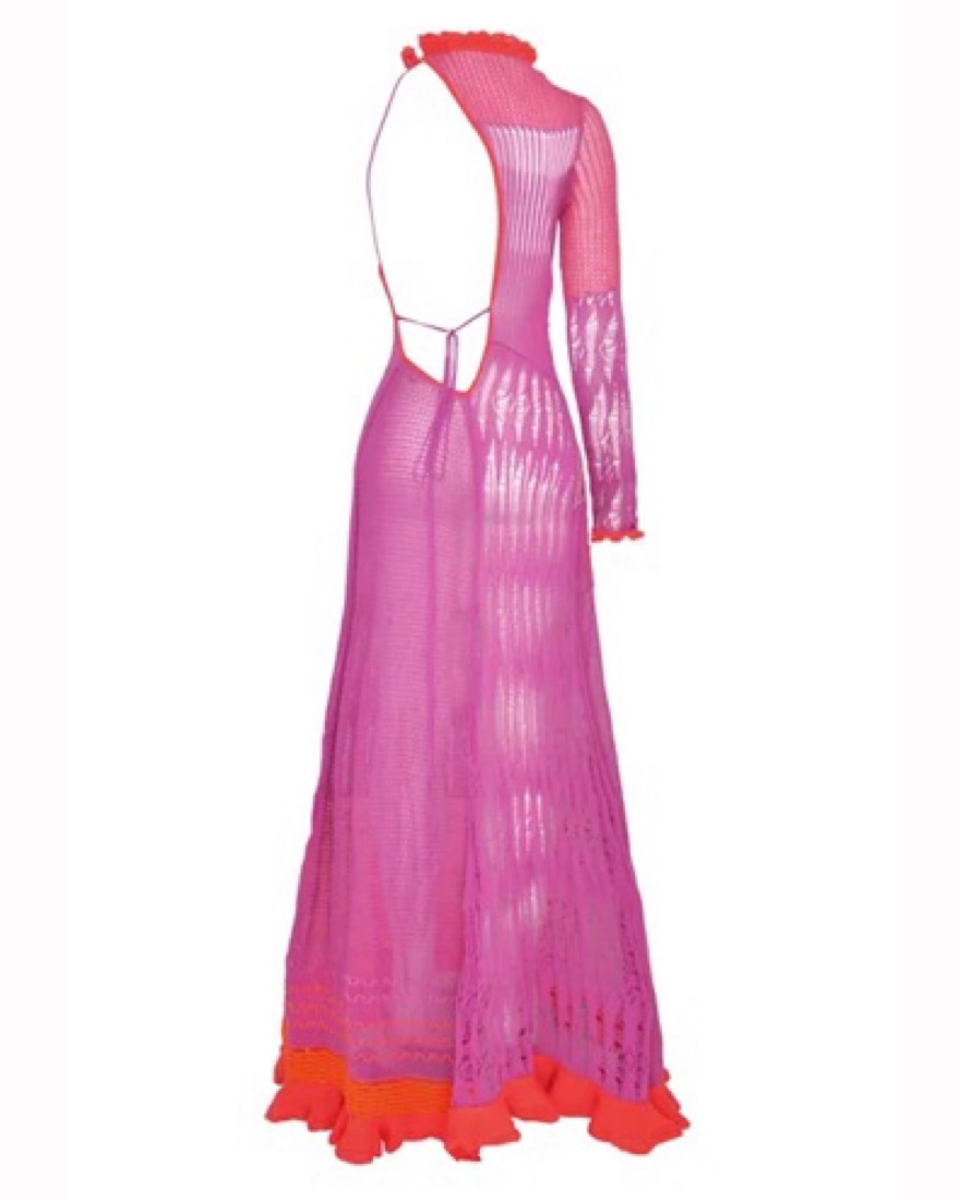 roberta einer pink dress Sheer Fishnet Mini Dress Pink