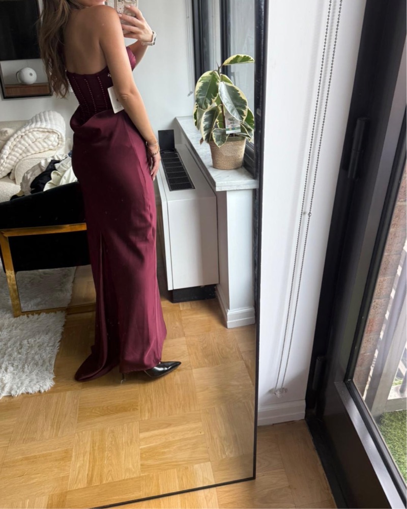rotate corset dress Satin Corset Maxi Dress Black