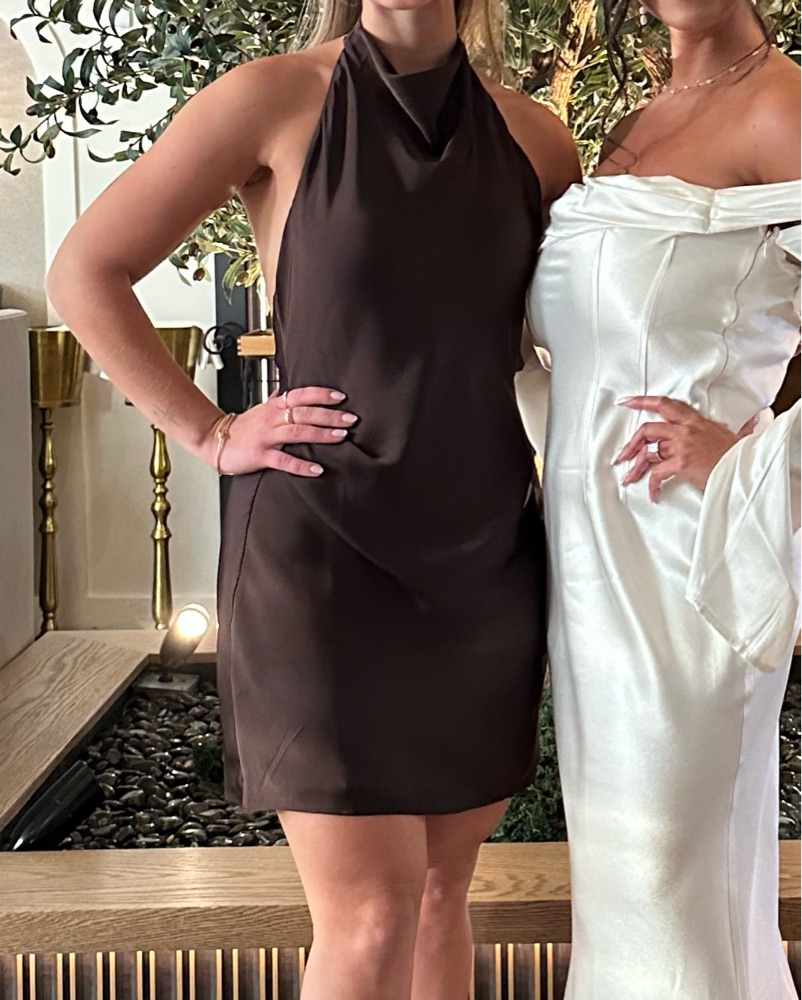 ARITZIA- Brown Halterneck Mini Dress by Aritzia - Pickle