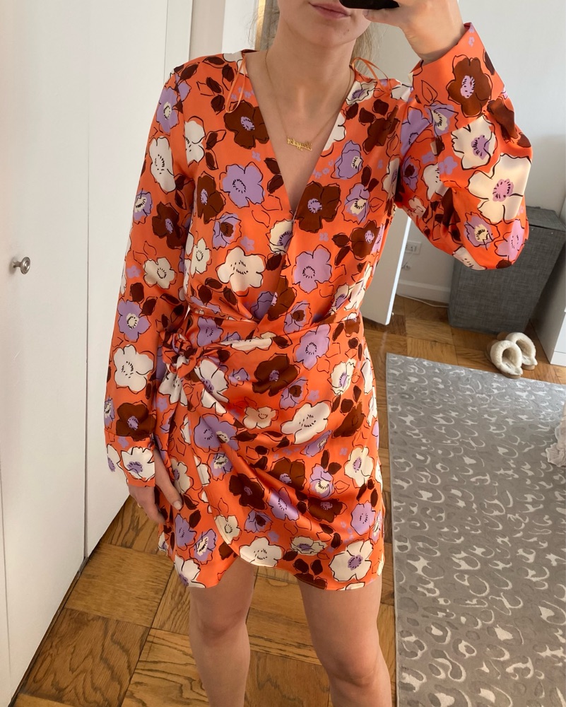 orange wrap dress zara Zara + Wrap Linen Dress