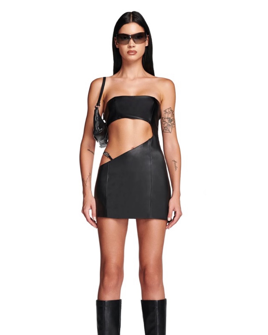 leather look bodycon dress Faux Leather Gothic Bodycon Dress