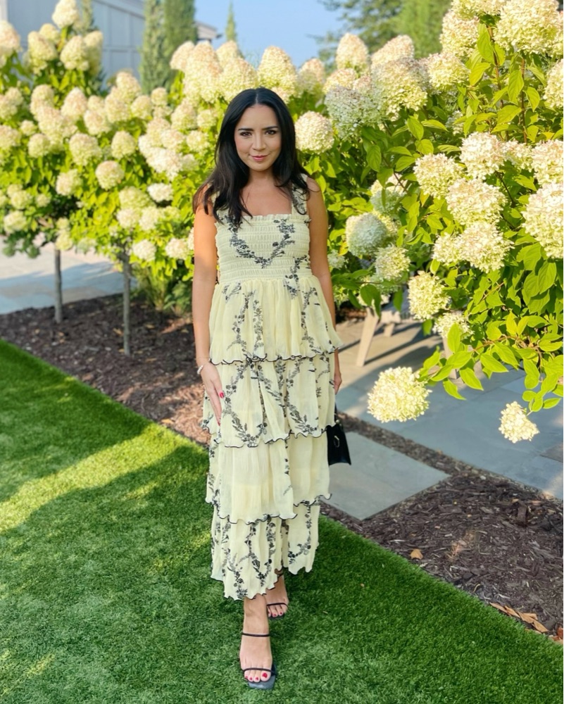 最高峰　  Flora Danica プレート Ganni Tiered Floral Dress Butter Yellow | Pickle