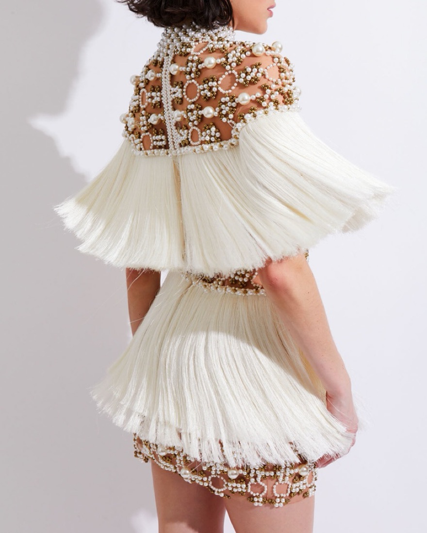 patbo beaded dress Wood and Crystal Beaded Gown