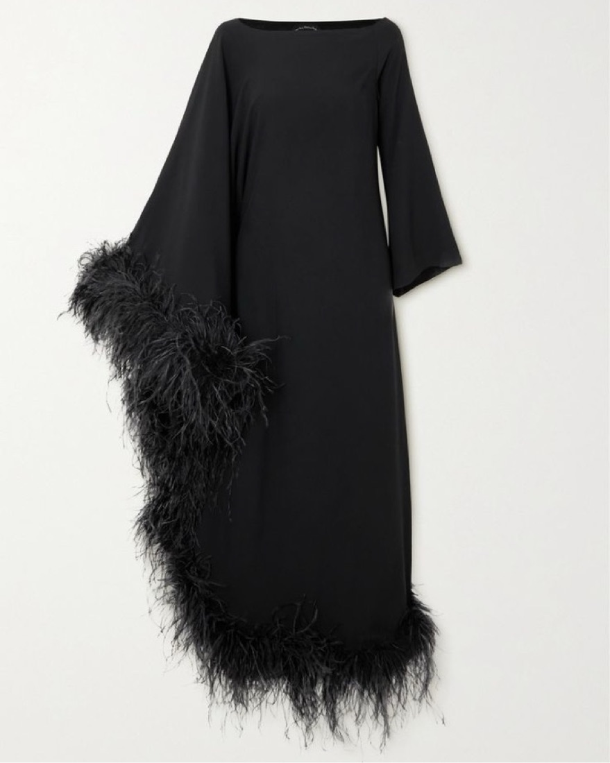 taller marmo ubud one-shoulder feather-trimmed dress Taller Marmo Ubud feather-trim Dress | Pink