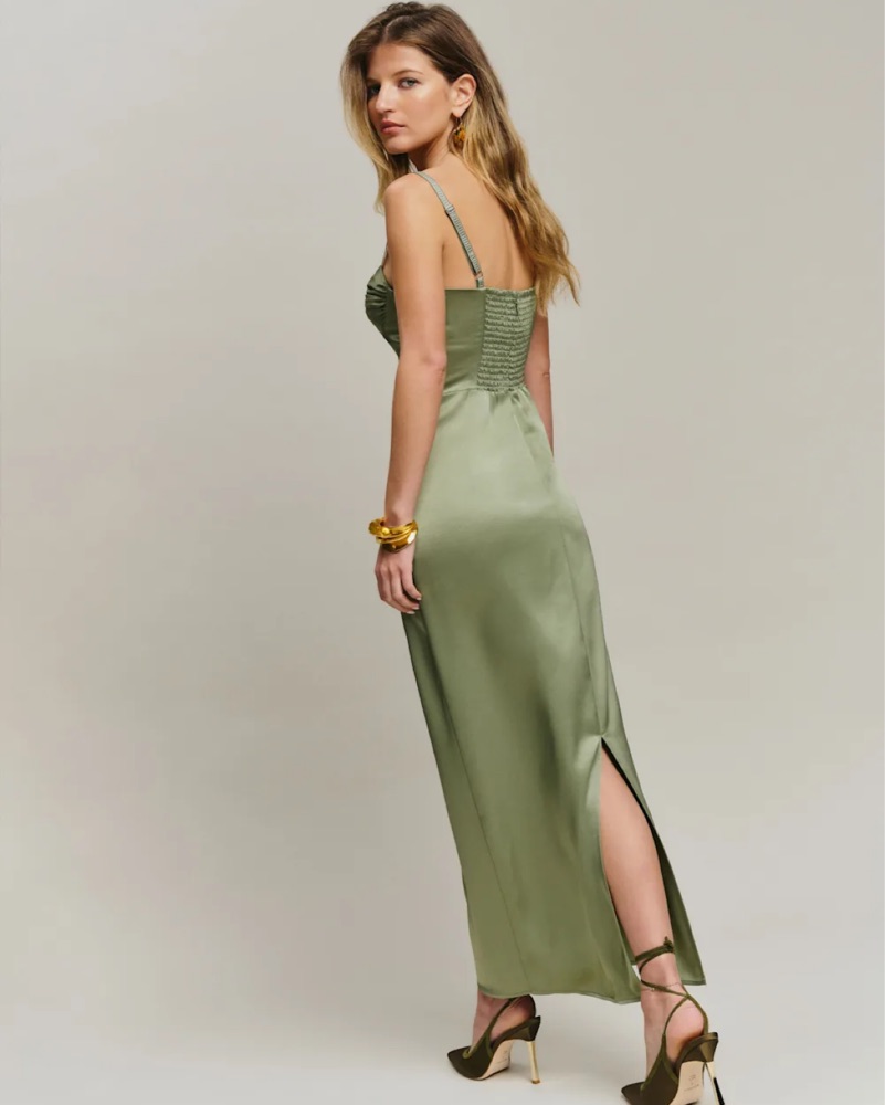 reformation stormi midi dress REFORMATION Stormi Stretch Cotton Poplin Midi Dress Reformation