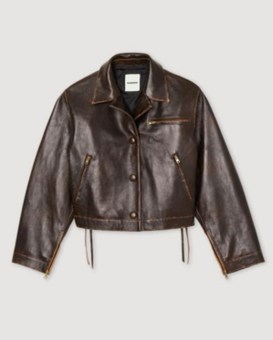 Sandro Jude Lambskin Leather Jacket by Sandro - Pickle