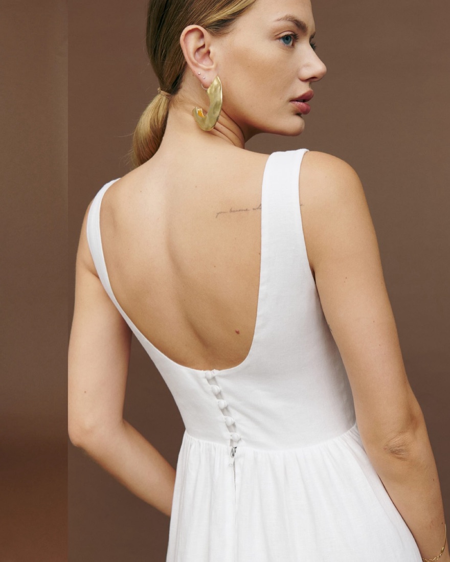 sir the label white linen dress Noemi Halter Mini Dress | Ivory main image 0