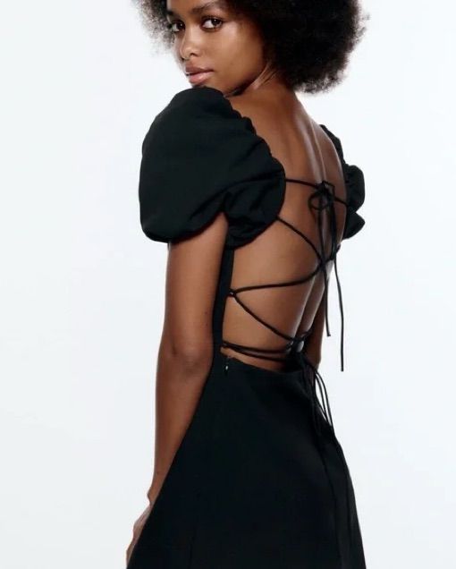 Zara black puff sleeve dress top