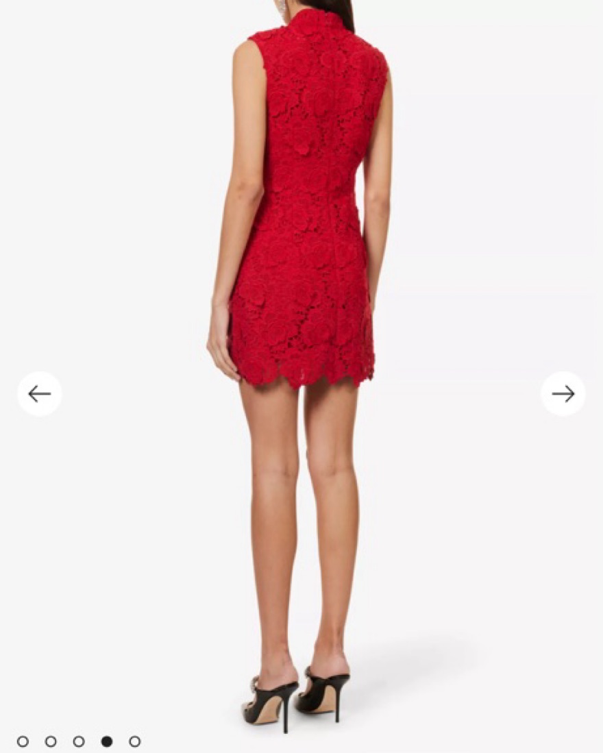 self portrait red lace mini dress Self-Portrait Short Lace Dress