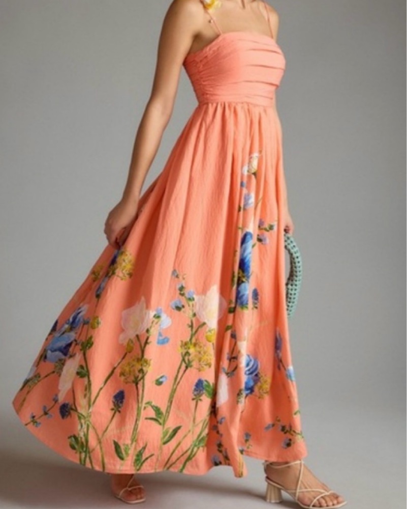 pink and orange anthropologie dress Anthropologie Eva Franco modern vintage style pink