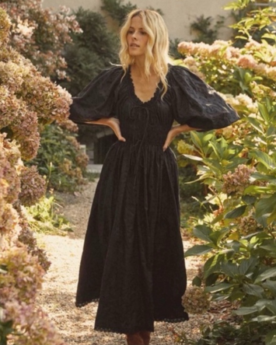 corset black dresses Ulla Johnson | Women's Sylvaine Flutter Sleeve Midi Dress in White Cotton A Line Wedding Guest Dress with Waist Tie main image 1