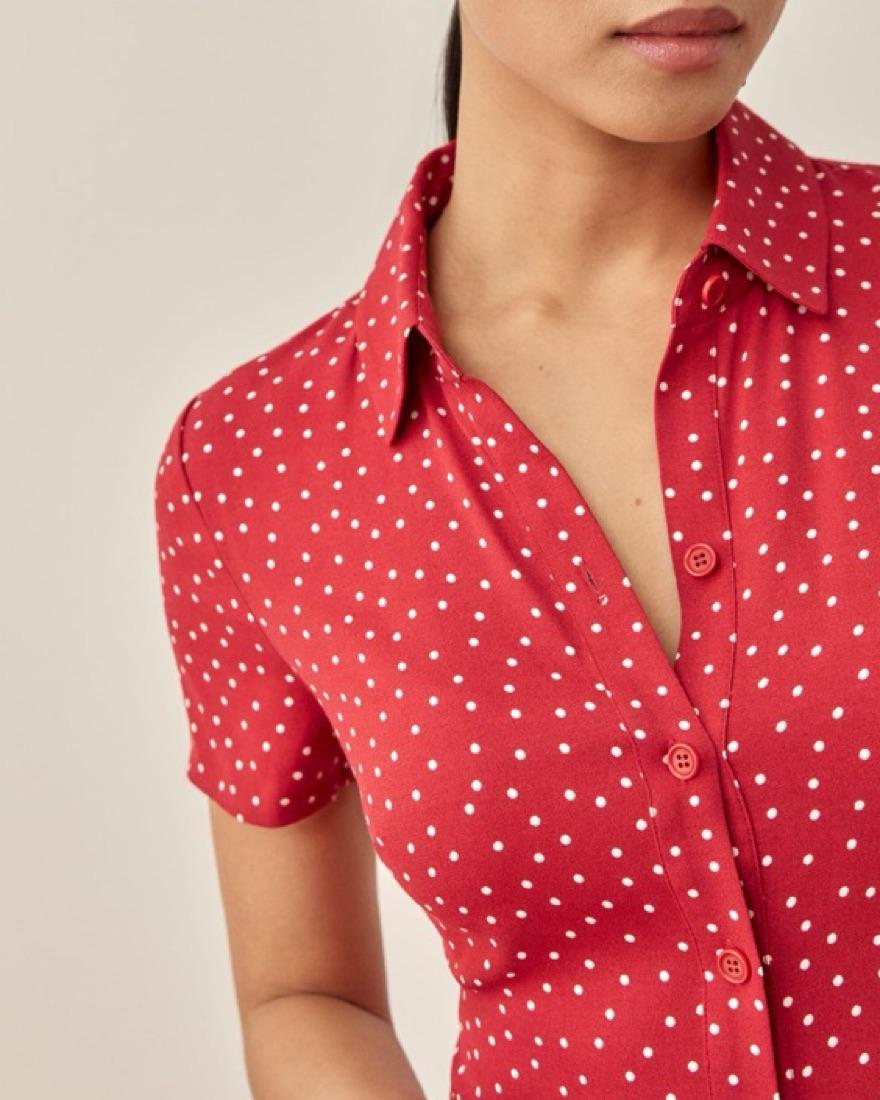 red polka dot dress reformation Reformation Red Polka Dot Dress Reformation Parsley Polka-Dot Idi Dress Red  Editorialist