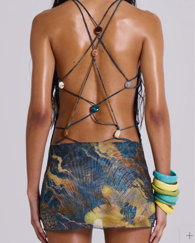 erzu beaded backless dress Steffie Beaded Backless Mini Dress Pink