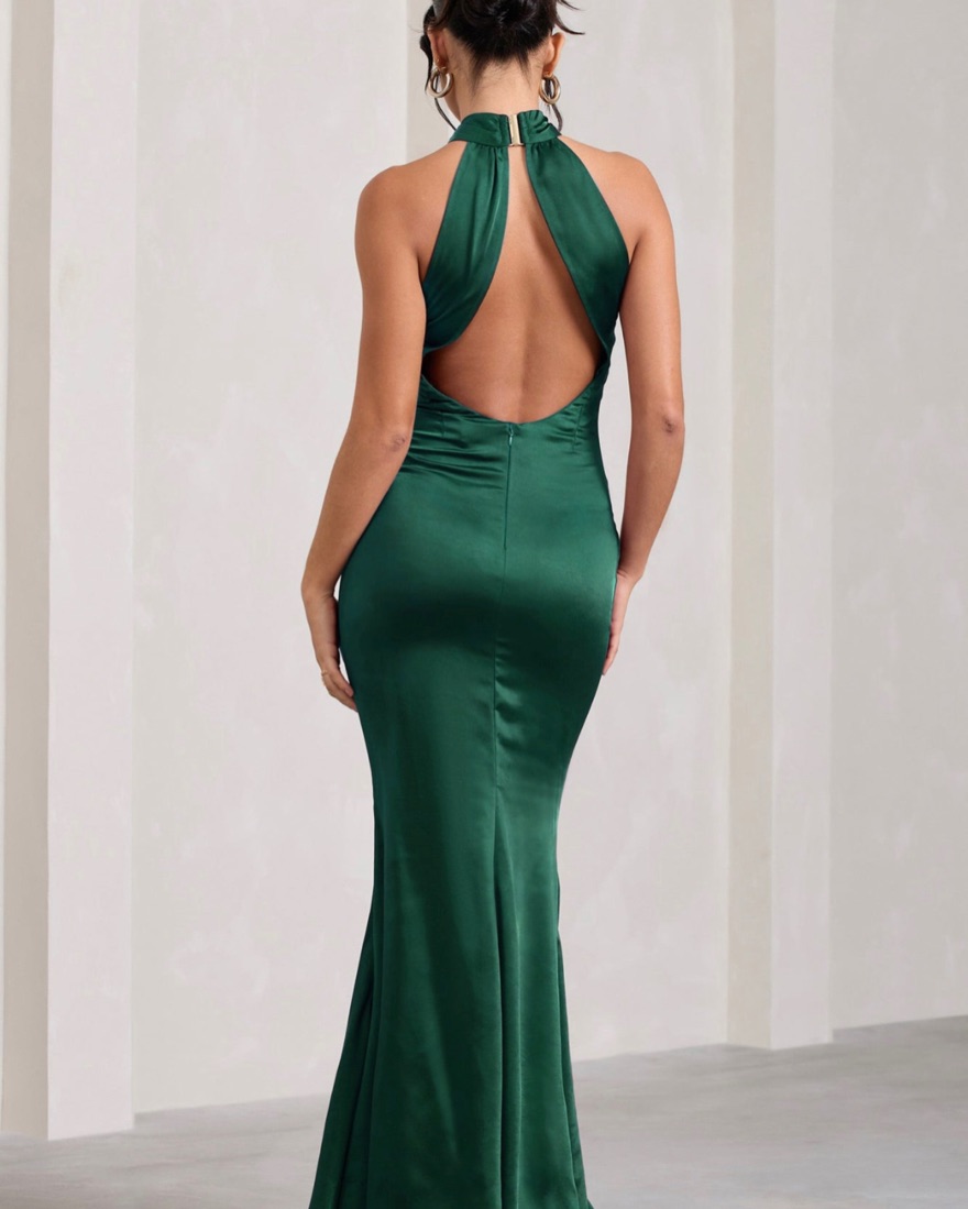 club l green dress Club L London Bottle Green Halter Dress by Club L London