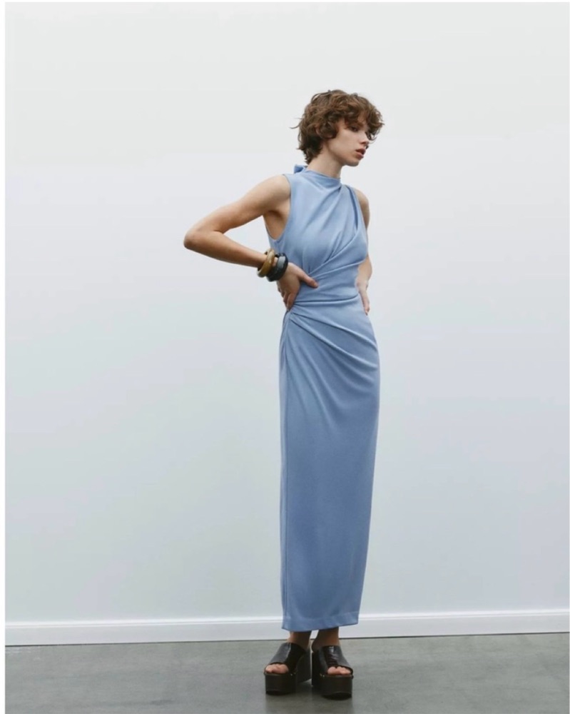 ワンピース Drape neck dress Midi Draped High Neck Dress by ZARA - Pickle
