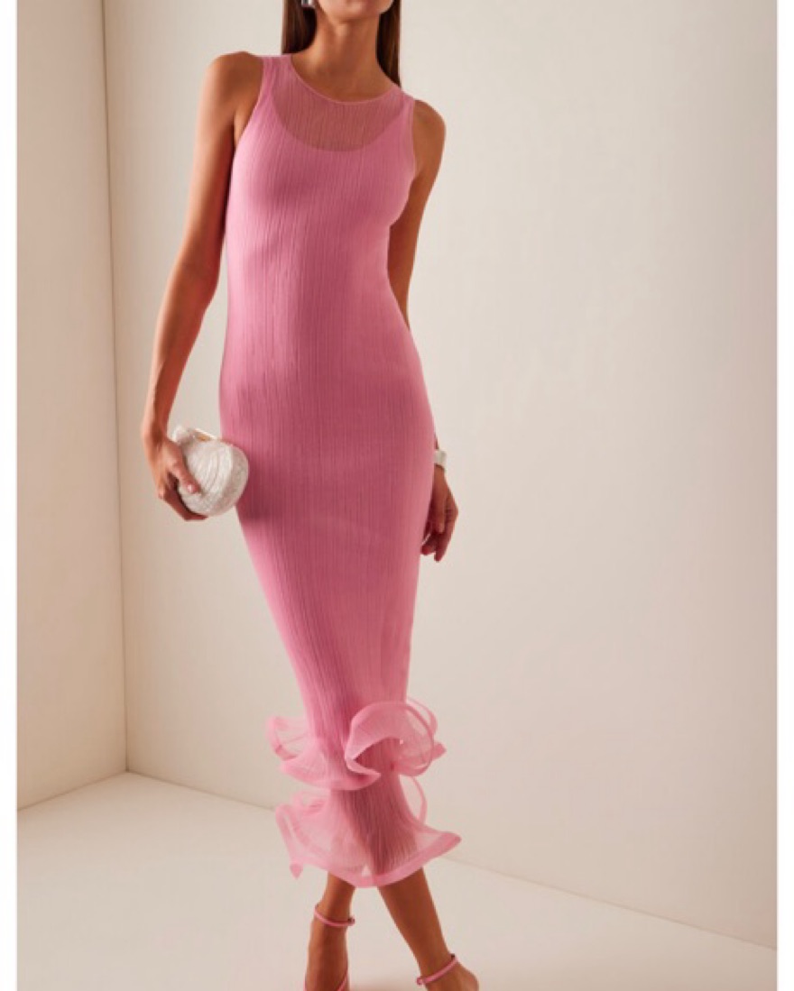jonathan simkhai dress pink Jonathan Simkhai Women's Calliope Solid Cutout Dress, Guava, Pink, Medium