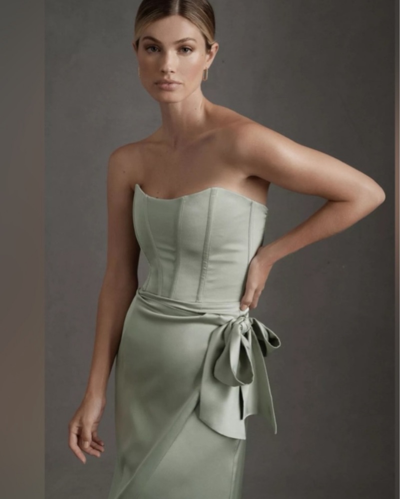 v chapman june corset dress V. Chapman June Corset Front-Slit Gown