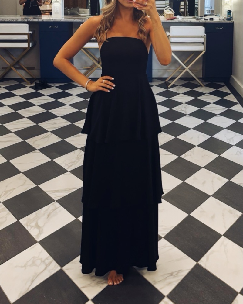 black tier maxi dress Beloved Bliss Tiered Maxi Dress in Black main image 0