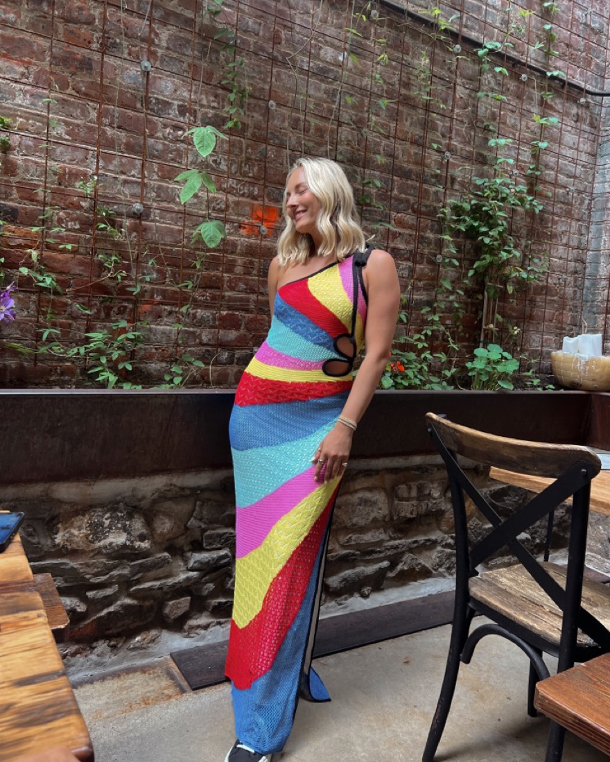 rainbow knit dress Swirly Store flat STAUD Rainbow One Shoulder Knit