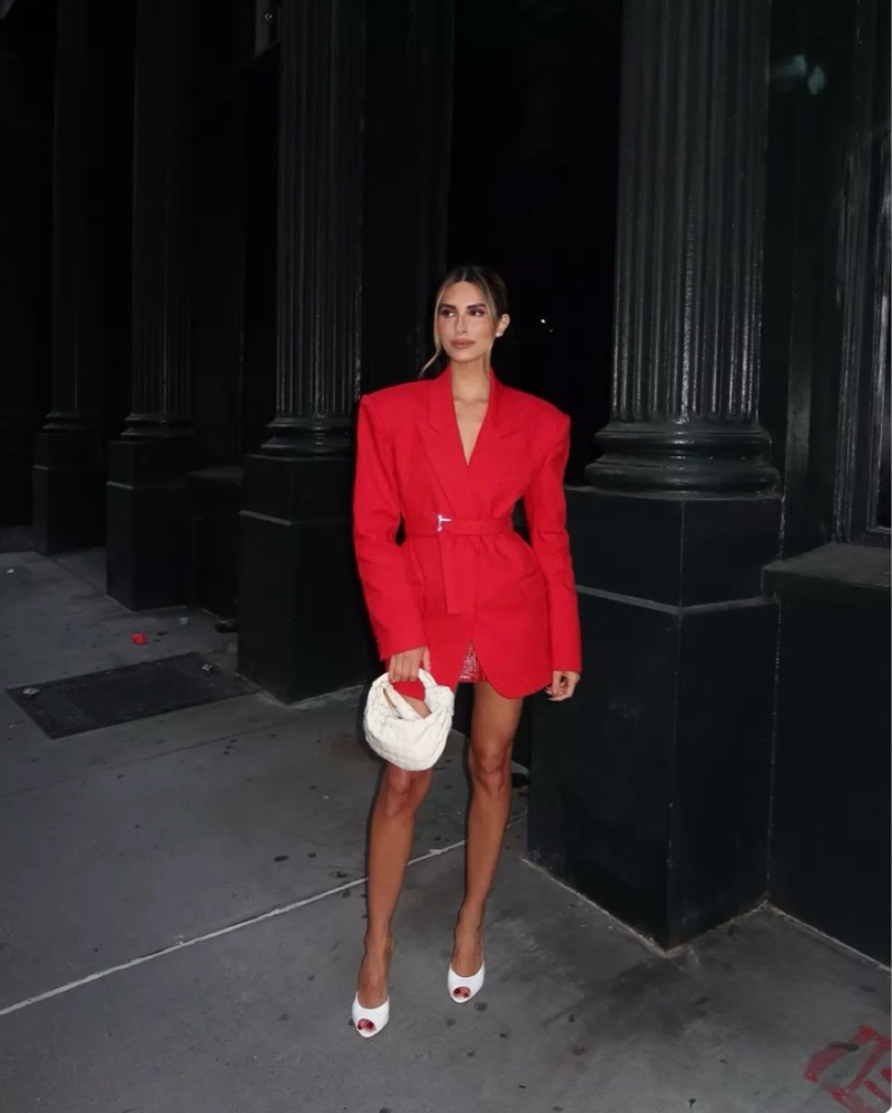 red blazer dress Red Double-Breasted Blazer Dress – Beyond Formals main image 0