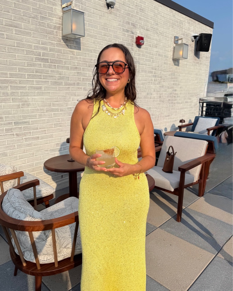 Yellow Sparkly sequin Knit long Dress by House of Harlow 1960 - Pickle