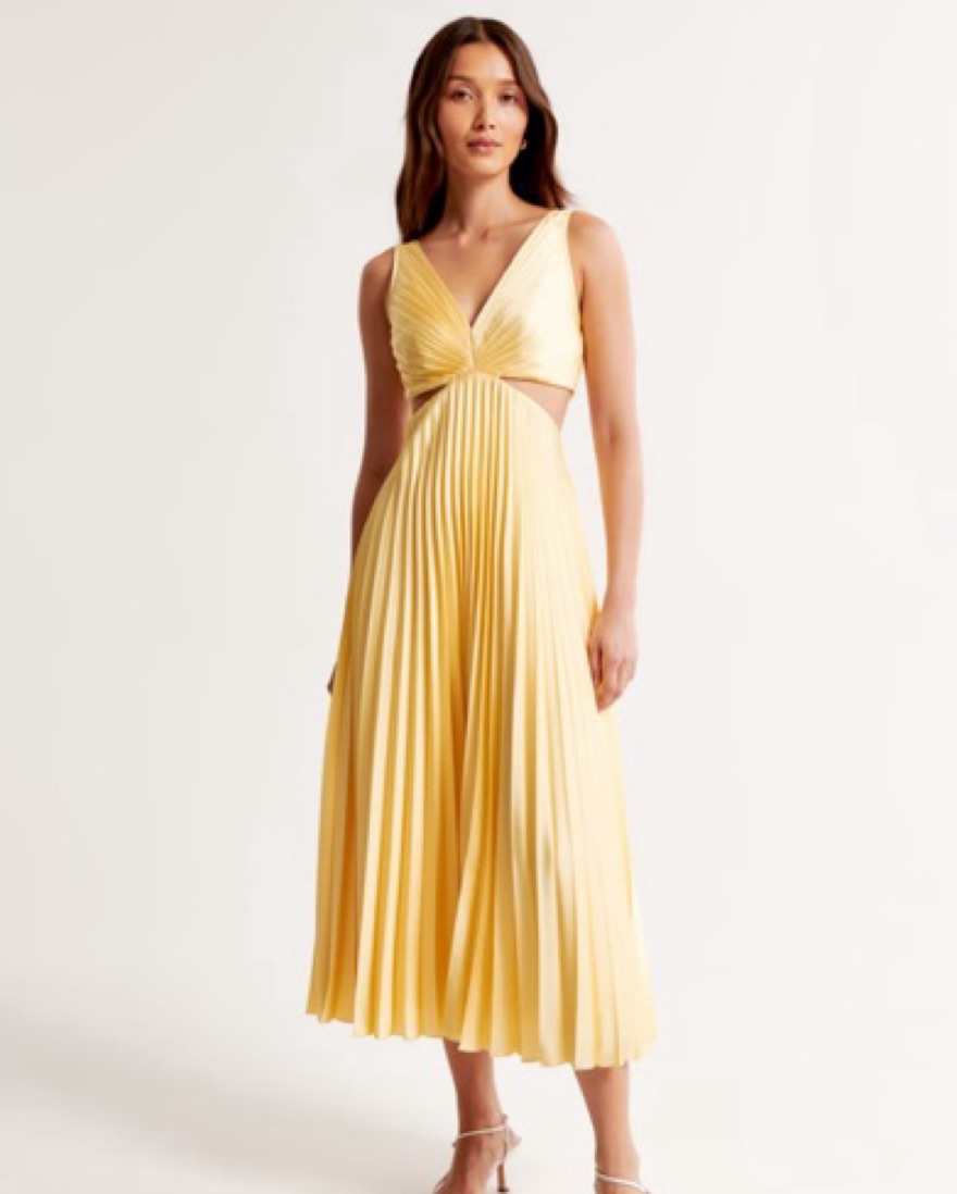 A&F Giselle Pleated Cutout Dress by Abercrombie and Fitch - Pickle