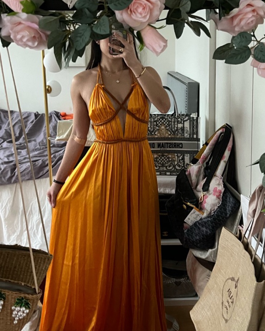 $1398 Cult Gaia Salee Deep V Neck Gown by Cult Gaia - Pickle